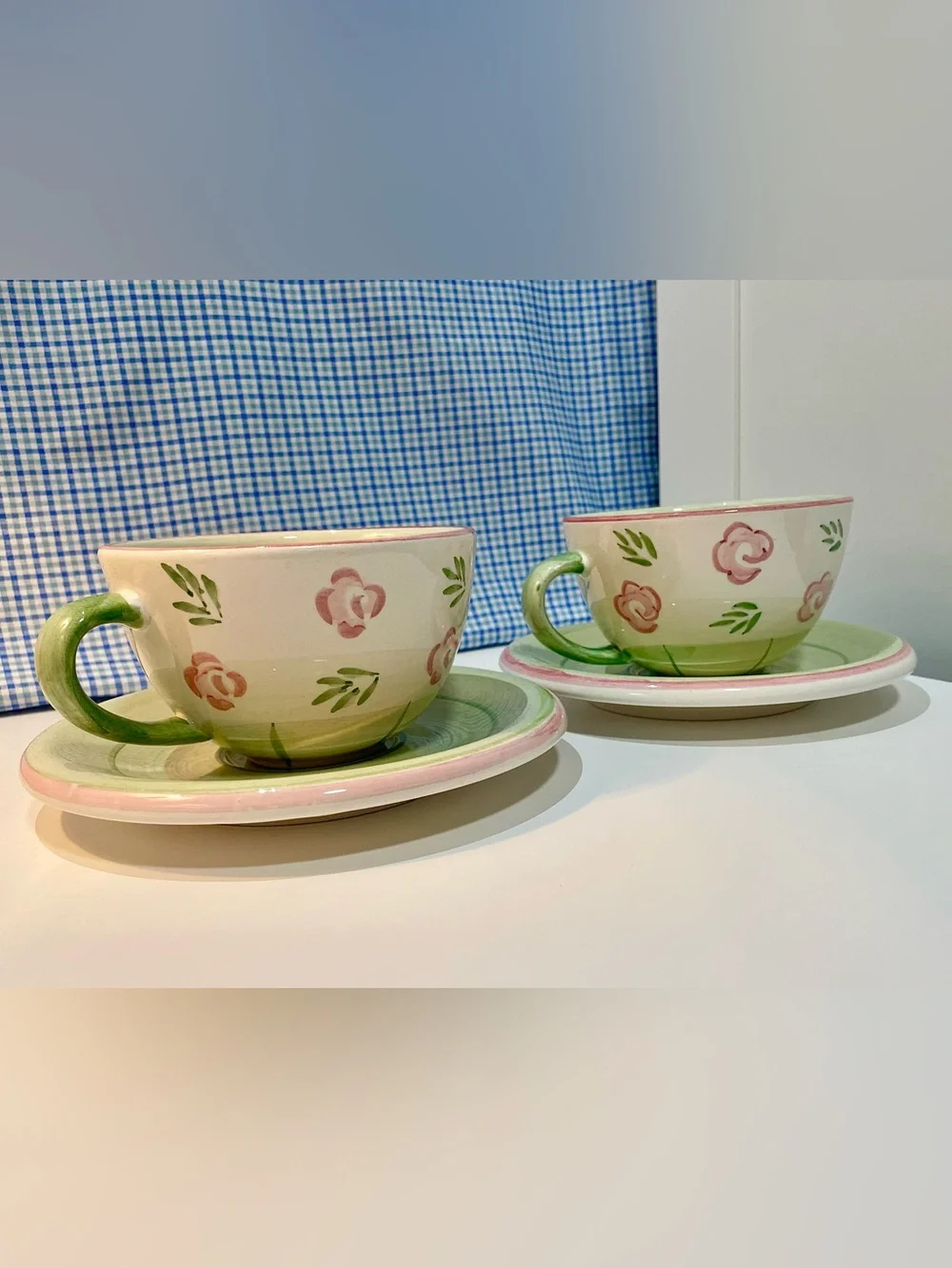 Bella Ceramica “Pastis” Tea Set – 2 Teacups & 2 Saucers | Hand-Painted